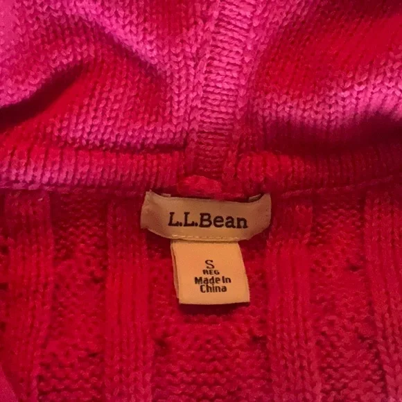 L.L. Bean Vibrant Pink Hooded Zip Cardigan - Picture 2 of 5